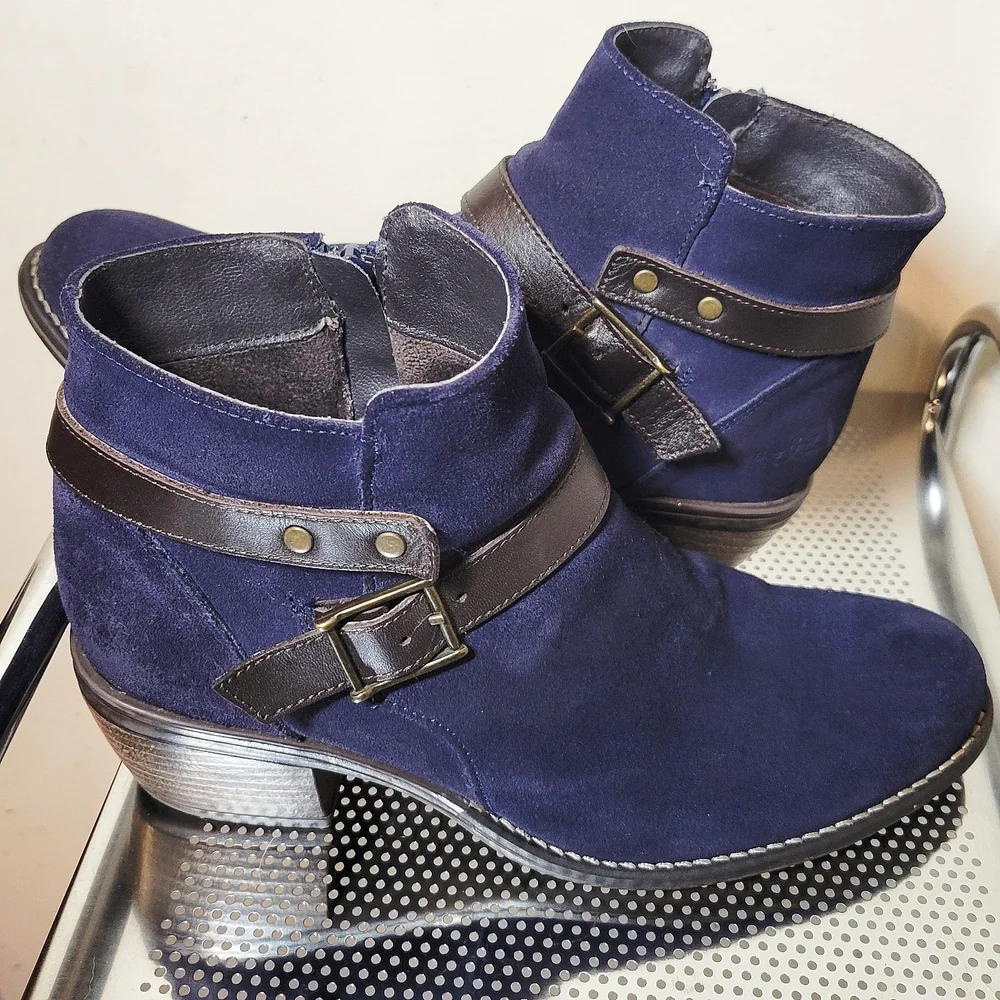 Bos & Co Fly London Greenriver Blue Suede Nubuck Ankle Boots EU40 US9.5